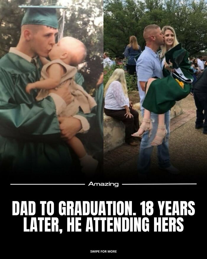 Dad Holds Baby At His Graduation, Then Holds Her At Hers—Full Circle