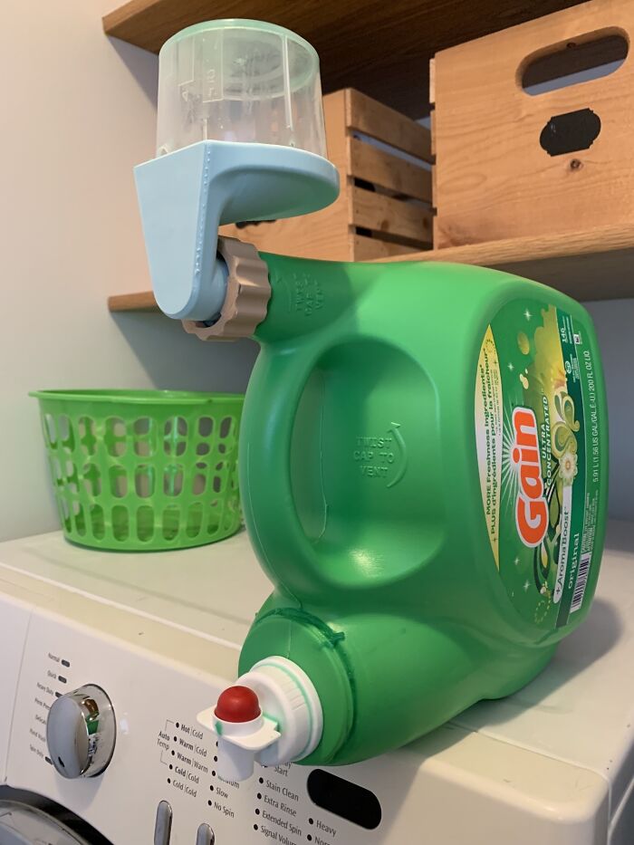 Designed This to Pour Laundry Detergent Cup Back Into the Jug – Genius!