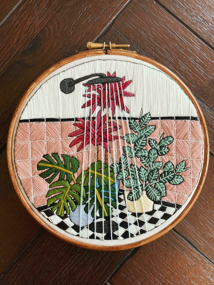 Plants in the Shower, Embroidered!