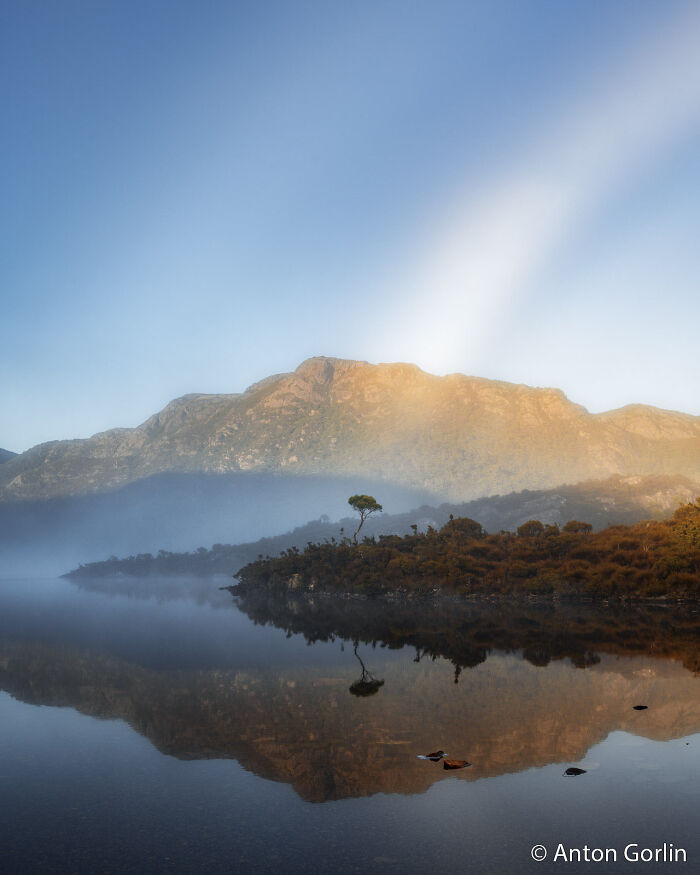 Fogbow Over a Calm Lake