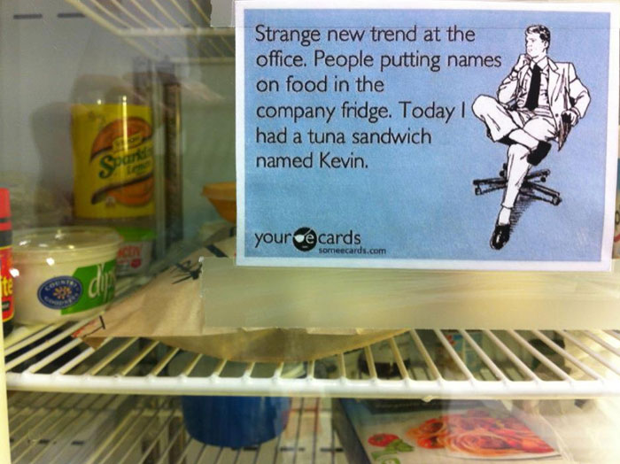 The Lunch Thief Strikes Again: Notices On Fridge Say It All