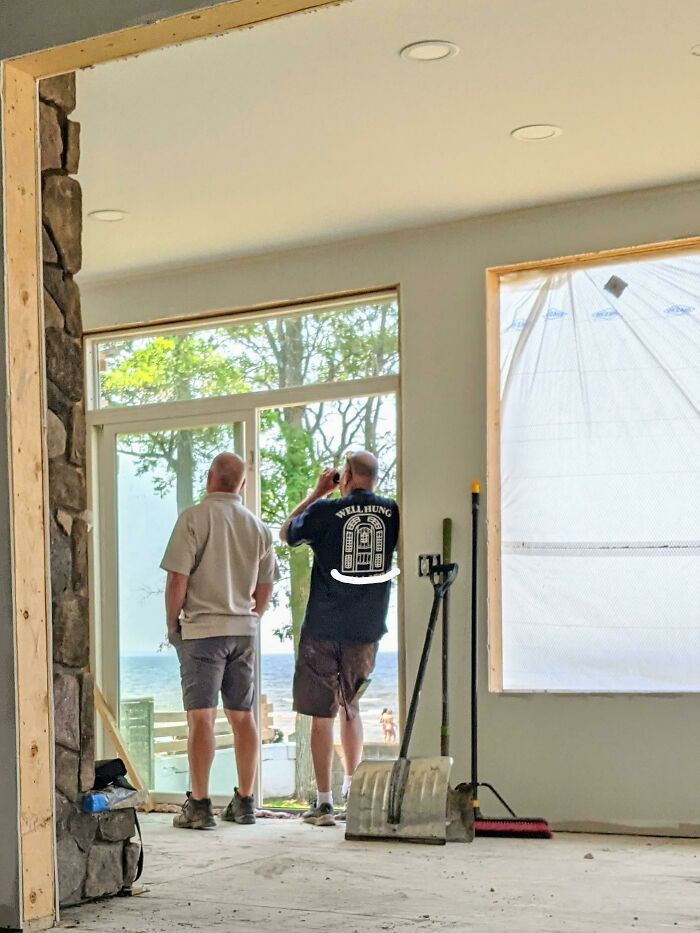 Coworkers Bring Binoculars to Work... To Spy on Beach Goers?