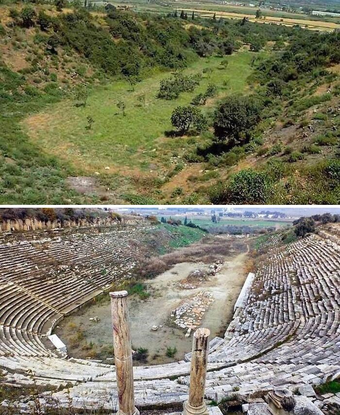Unearthing History: Ancient Greek Stadium Before & After Excavation