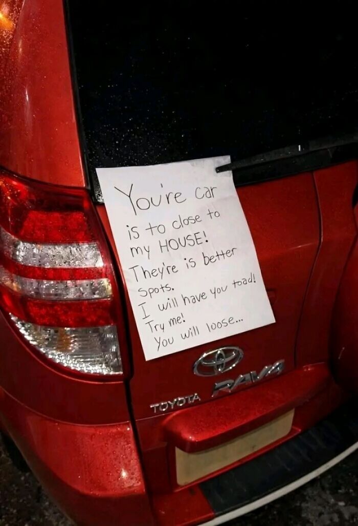 Oops! Parked A Bit Too Close. Neighbor’s Note? Priceless