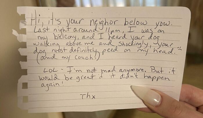 Left This Note About The Dog Bathroom Balcony Situation. Diabolical!