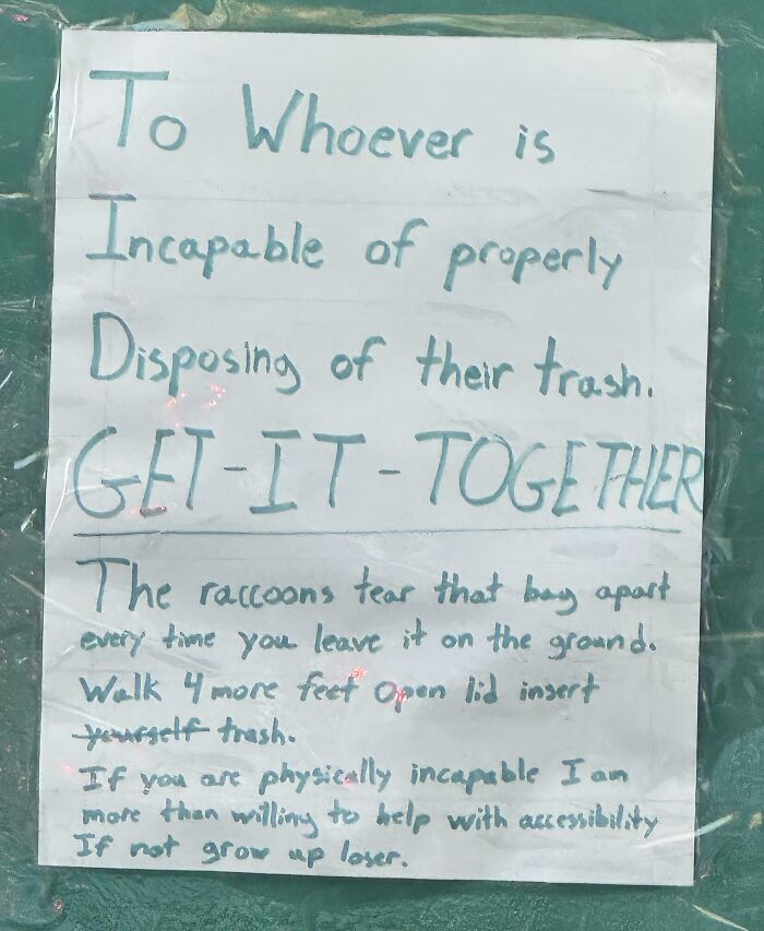 Dumpster Drama? Neighbor’s Note Says It All