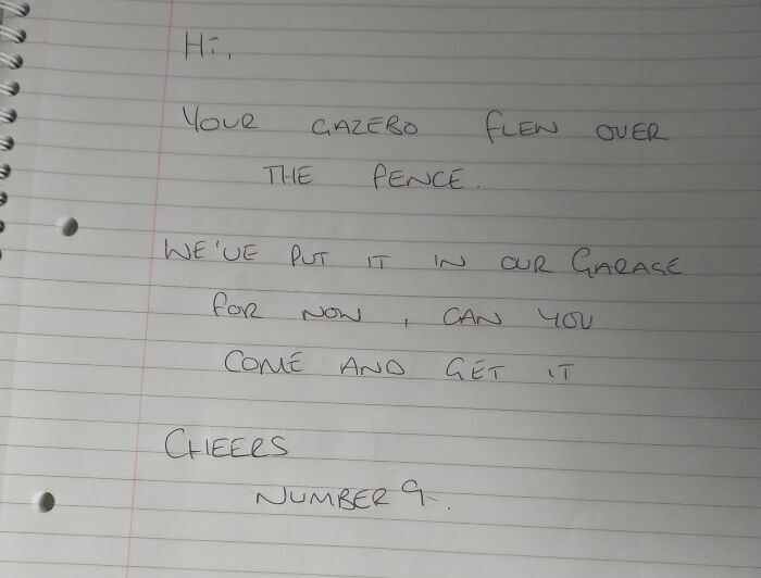 A Note To Neighbors About Their Stuck Gazebo—So Relatable