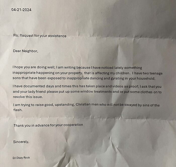 Letter From A Neighbor Who’s Slightly Concerned