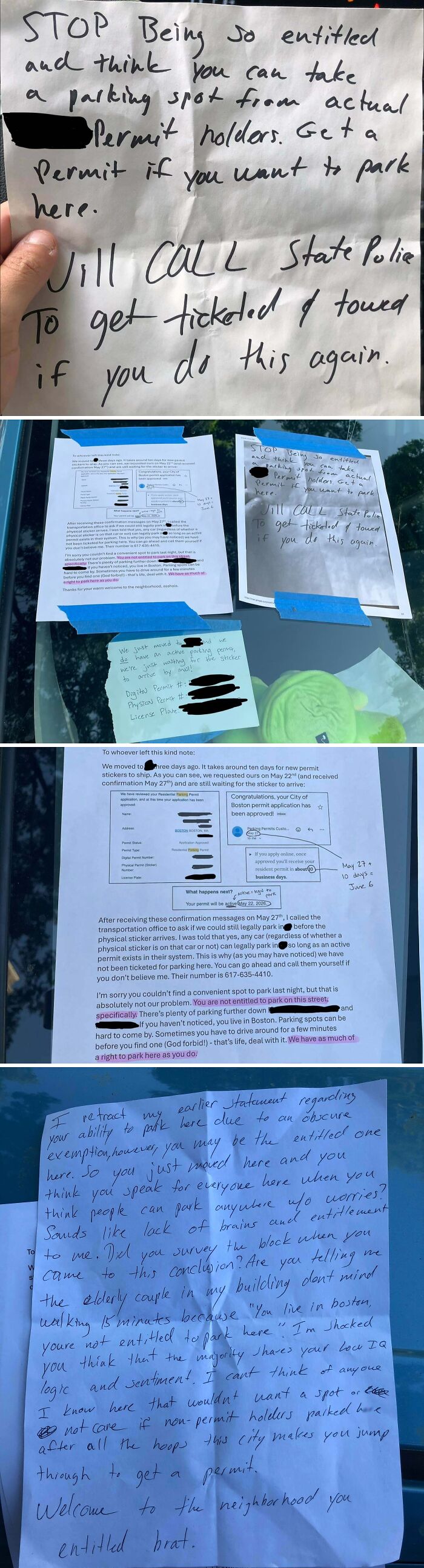 New Neighbor Keeps Leaving Snarky Notes On Our Car