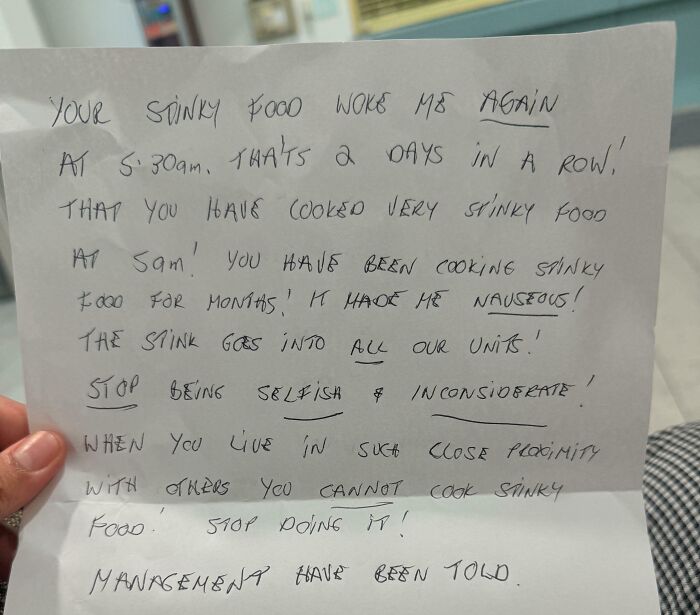 That’s Some Stinky Food! Neighbor’s Note Got Me Laughing