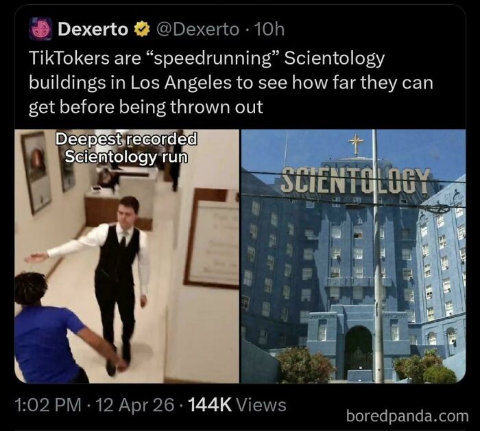 “Tiktokers Are Speedrunning Scientology Buildings In Los Angeles”
