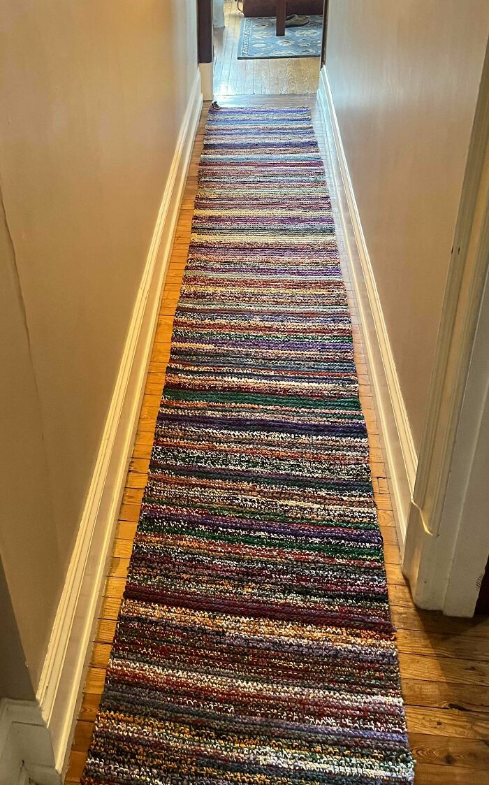 The Plan: Use Scraps — The Result: Massive Hallway Rug