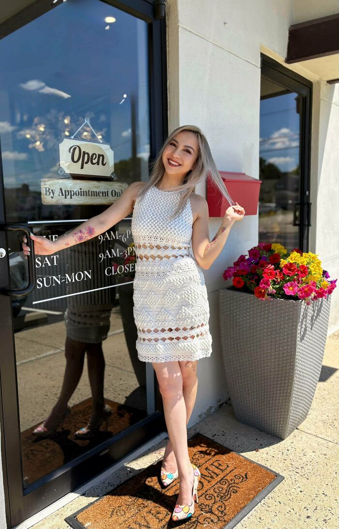 My Aunt’s White Crochet Dress Is A Showstopper