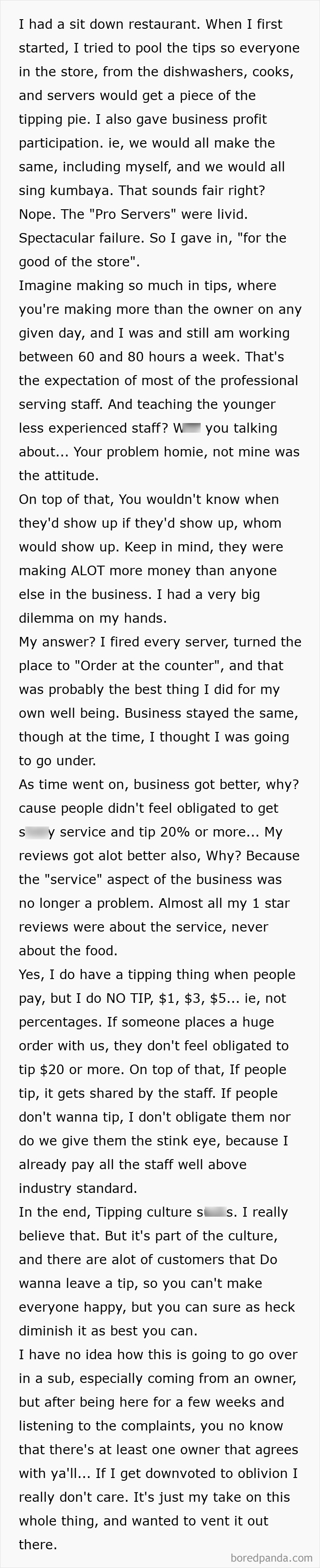 Restaurant Owner’s Honest Take on Tipping