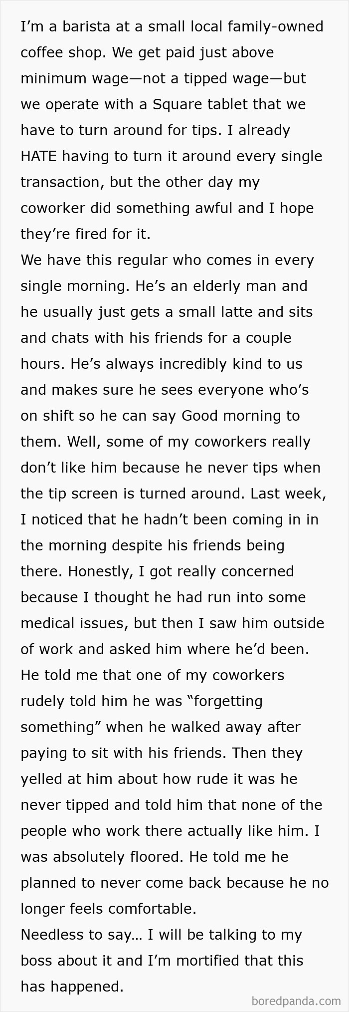 Coworker Scared Away A Regular Over Tipping Drama