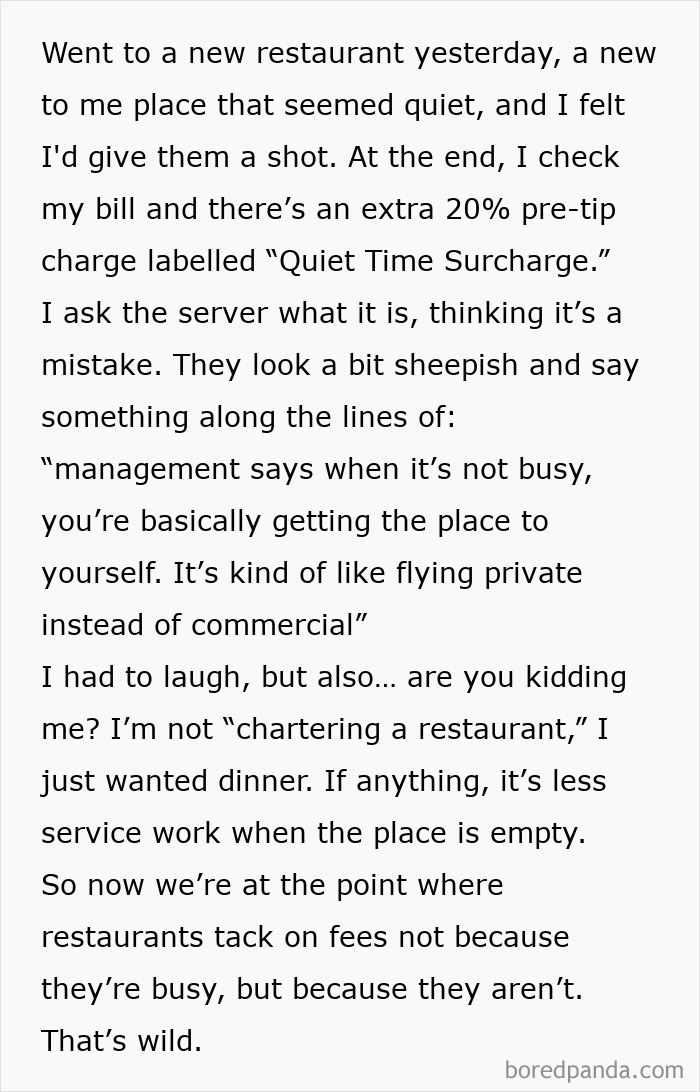 Quiet Time Surcharge? Say What?
