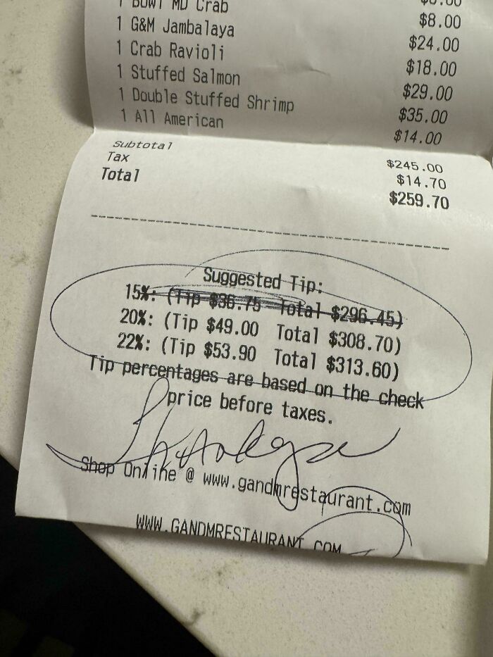 15% Tip Not Enough? Waitress Didn’t Think So