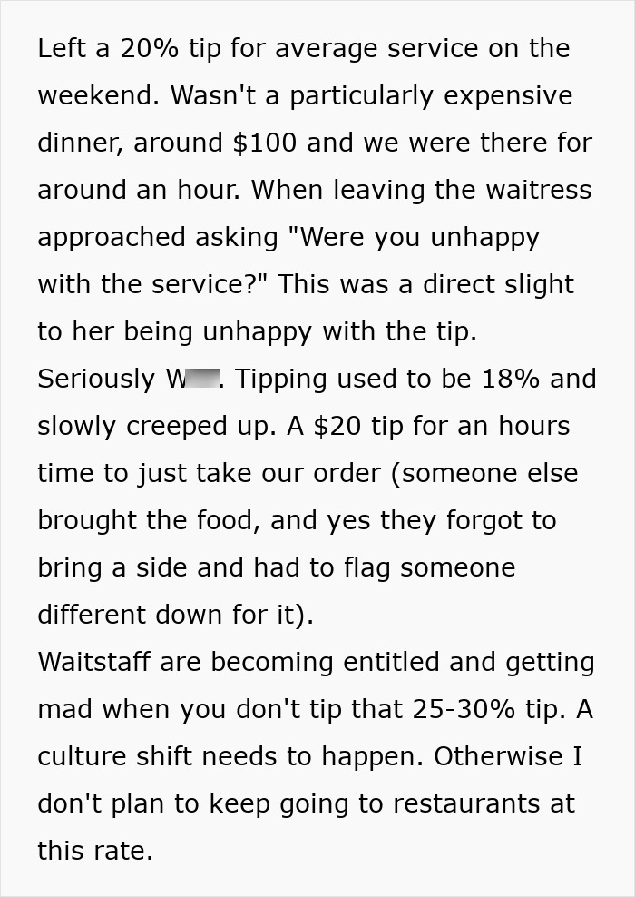 Leave a 20% Tip and Get a Snarky Look? Yep, Happens.