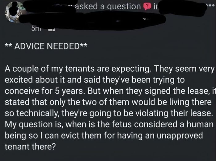 Landlord Wonders How To Charge Rent For Tenants And Their Unborn Kid