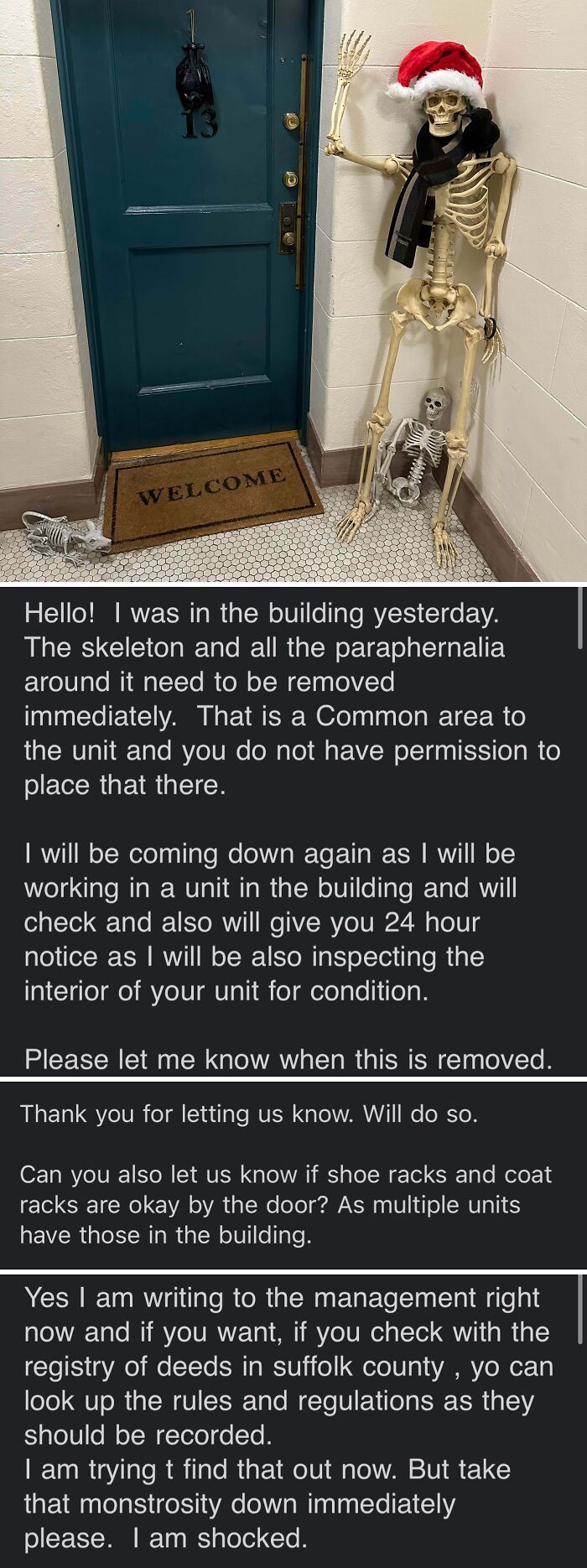Landlord Says No Stuff By My Unit’s Outside Door Because ‘Common Area’