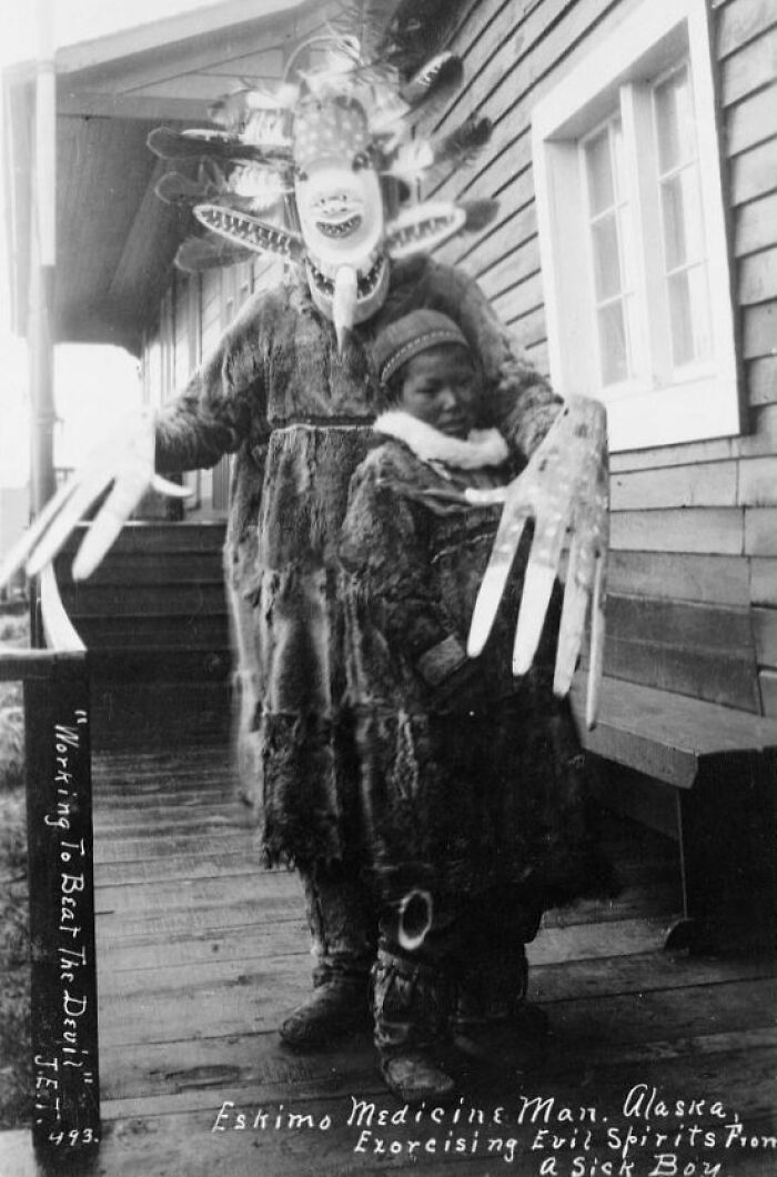Yup'ik Shaman Doing Spirit Exorcism, 1890s