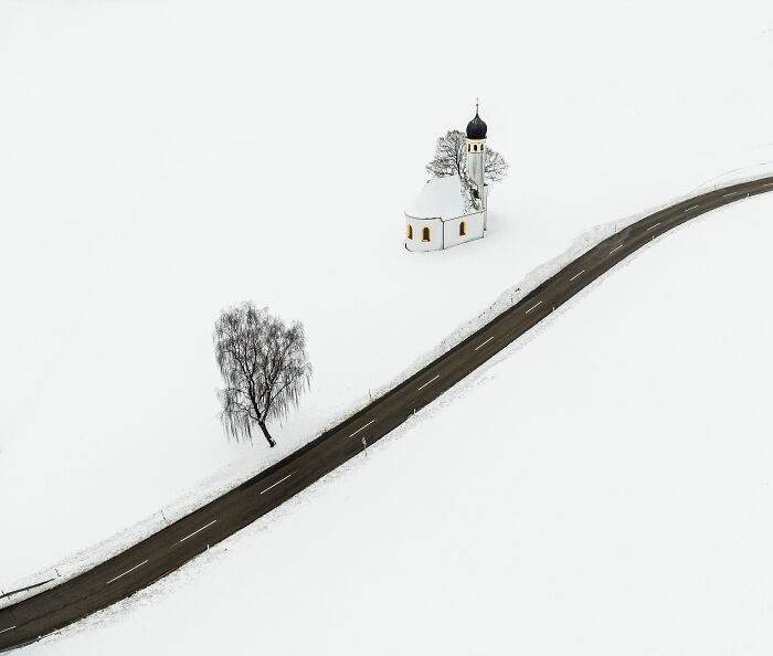 “Snowy Chapel in Bavaria” By Aleksandra Wilk