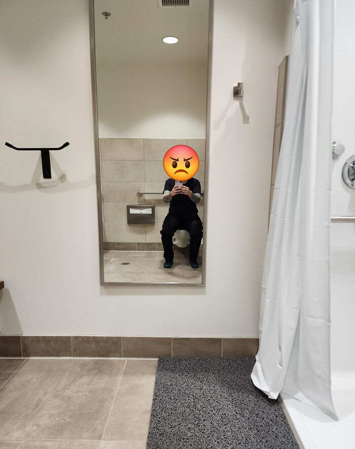 Work Bathroom Gets a Full-Length Mirror in the Worst Spot