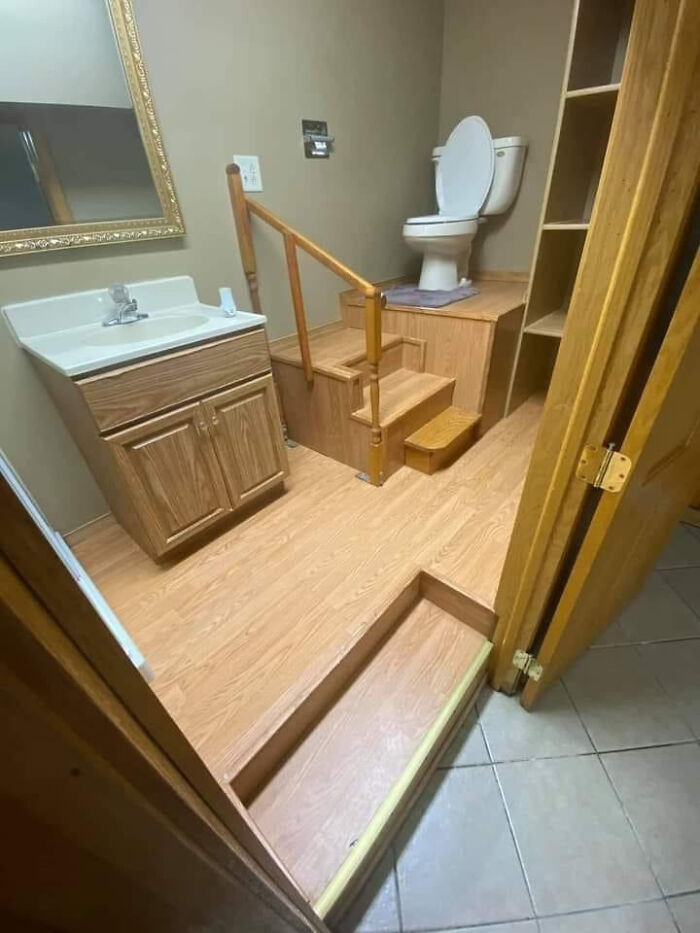 Bathroom With So Many Stairs You’ll Get Your Steps In!