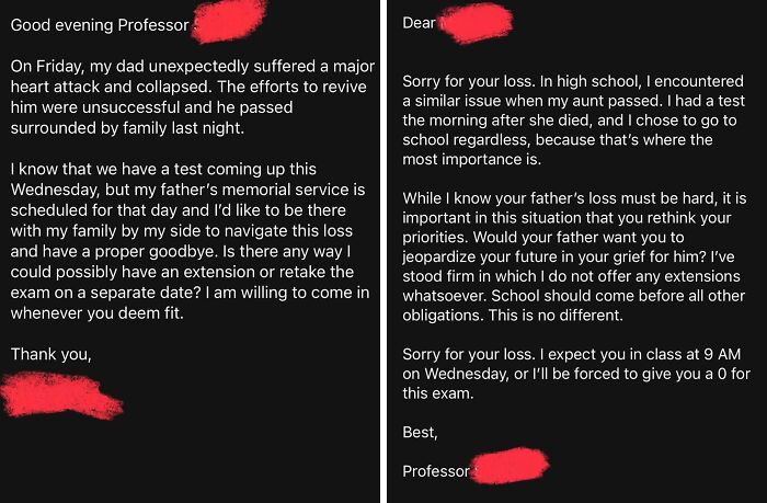 Professor Won’t Excuse Me For Dad’s Funeral? That’s Cold