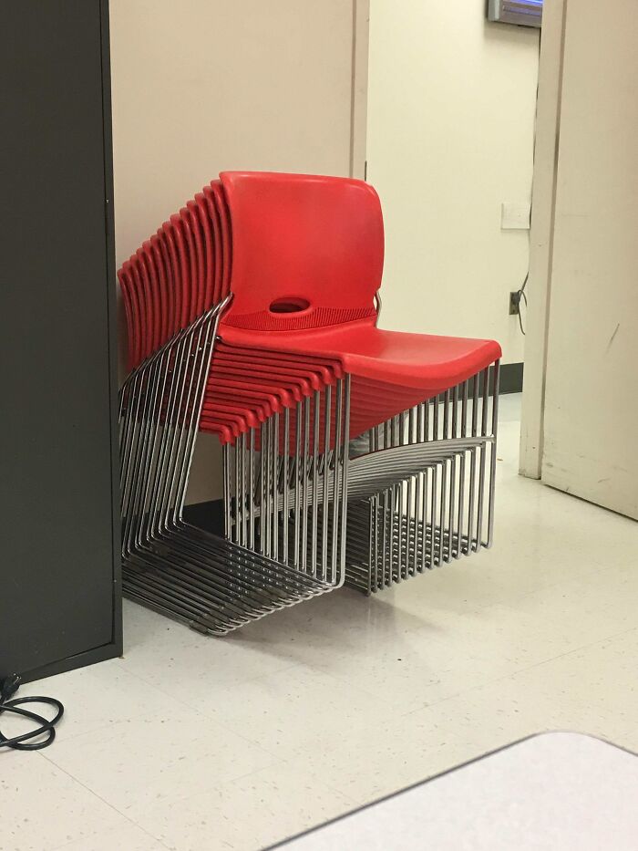 Stacked Chairs Looking Like Modern Art