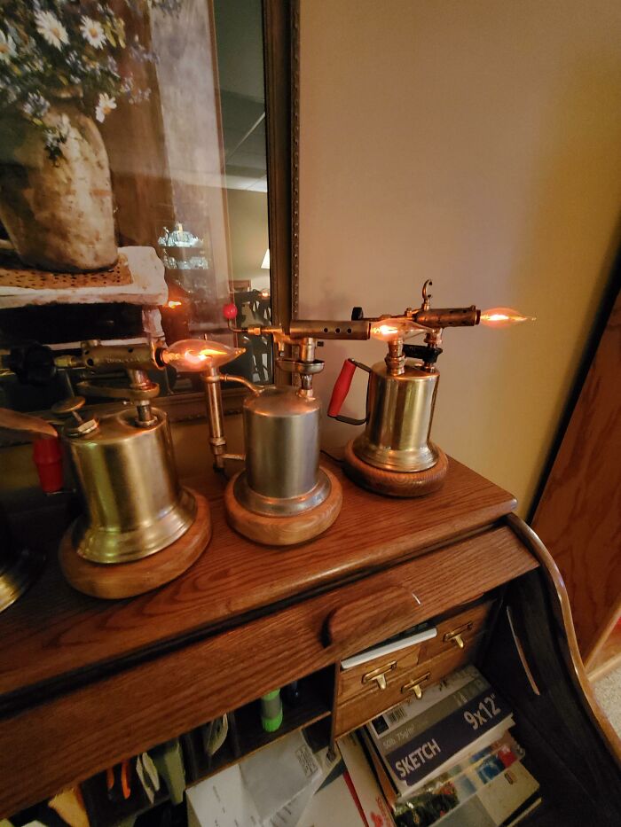 Uncle's Antique Torch Lamps = Instant Cool Factor