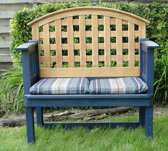 Denim Blue Bench? Made from a Headboard and Futon Arm