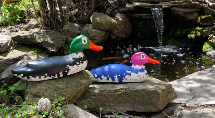 Wooden Ducks Get an 80s Video Game Glow-Up