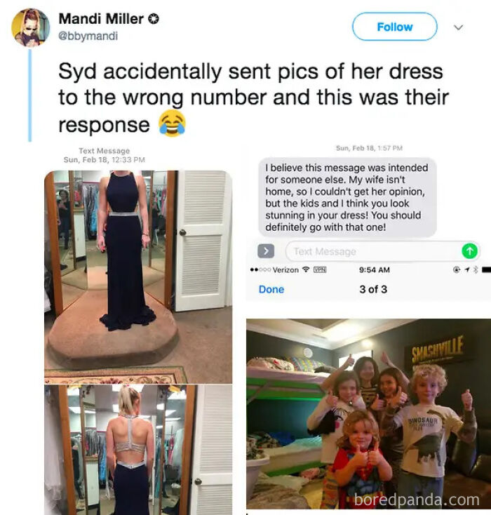 Syd Sent Dress Pics to Wrong Number...Their Reply? Priceless