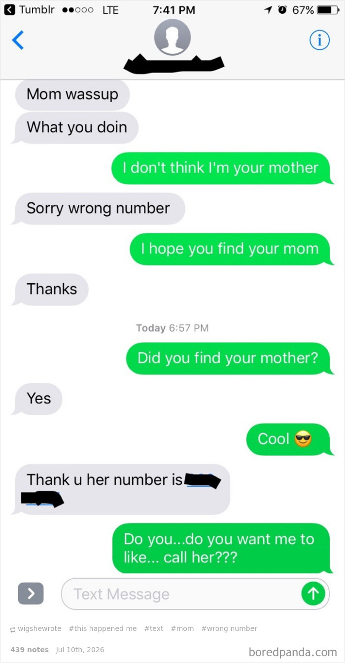 Classic Wrong Number Text Moment