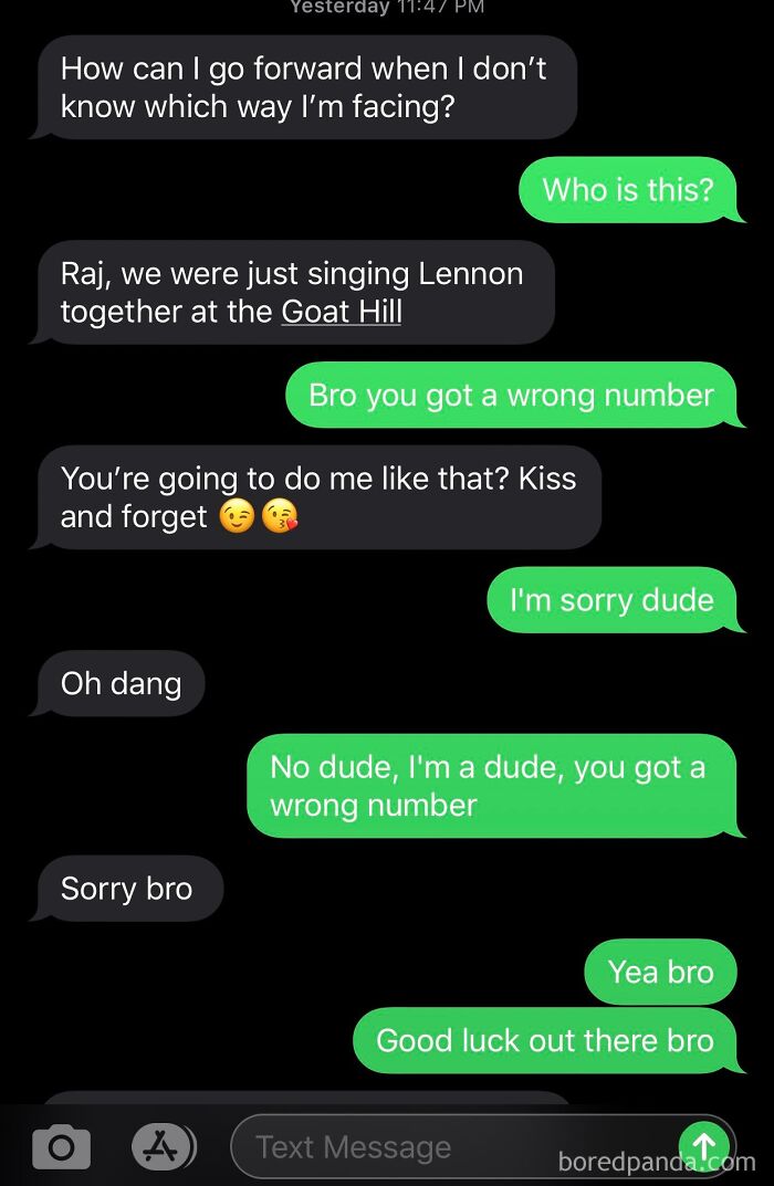 Wrong Number at the Bar or Creepy Move?