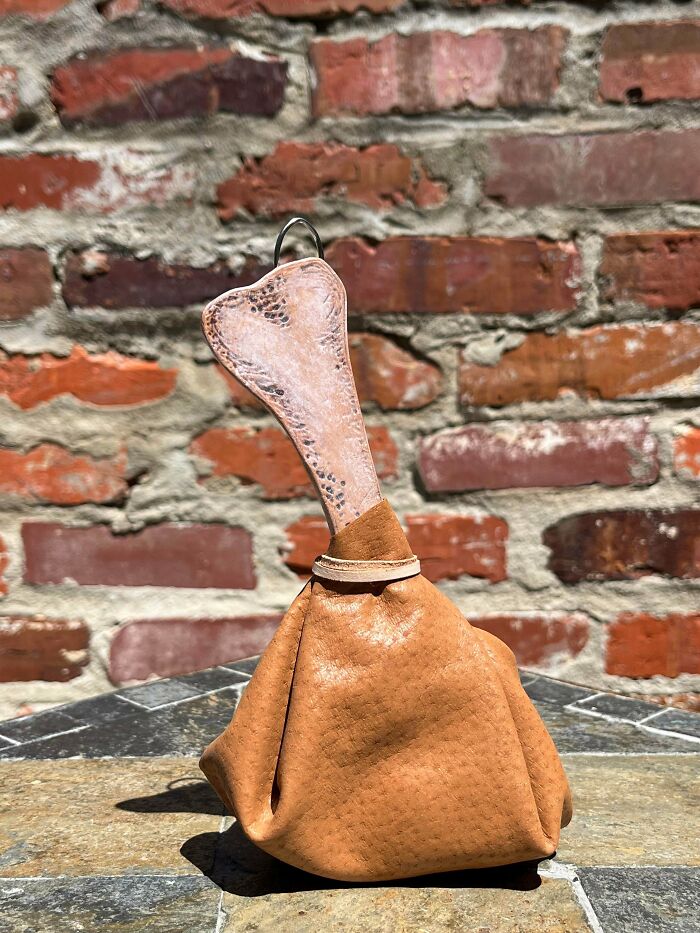 Turkey leg bag for all my Ren Faire trinkets – yes, I made it myself.