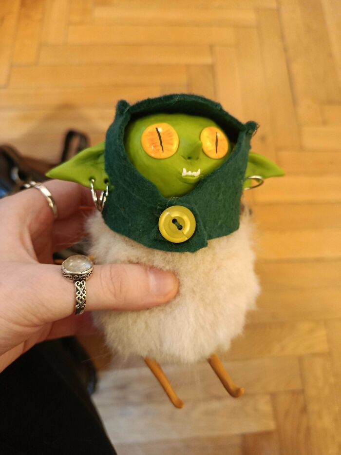 No one talks to me at uni, so I took my goblin plush for some company. Best decision ever.