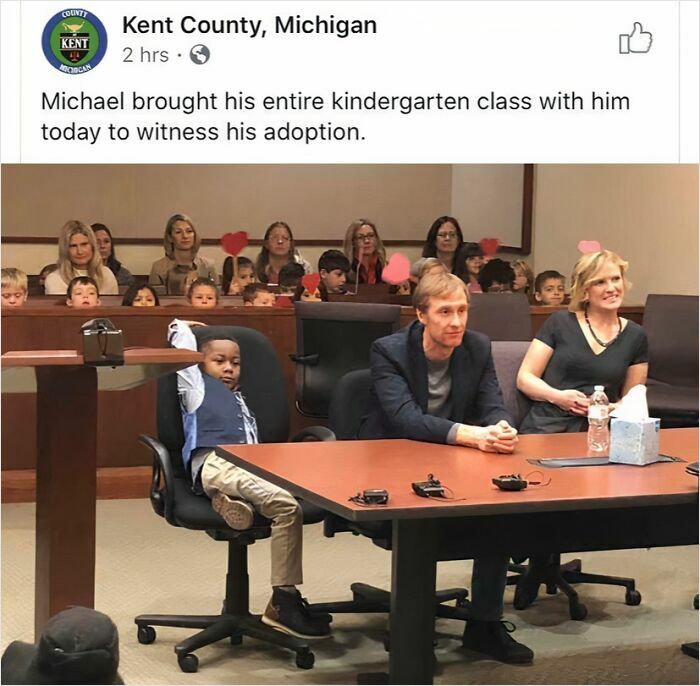 Kindergarten Class Cheers as Their Classmate Michael Gets Adopted in Court