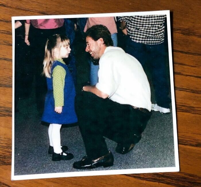 Old Photo of Dad Smiling at Baby Me—with All My Babble Included