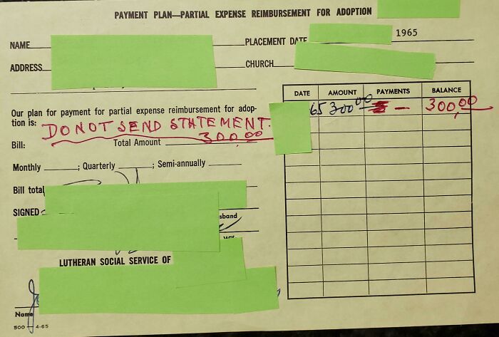 1965 Adoption Advocate Keeps the Receipt—and a Memory