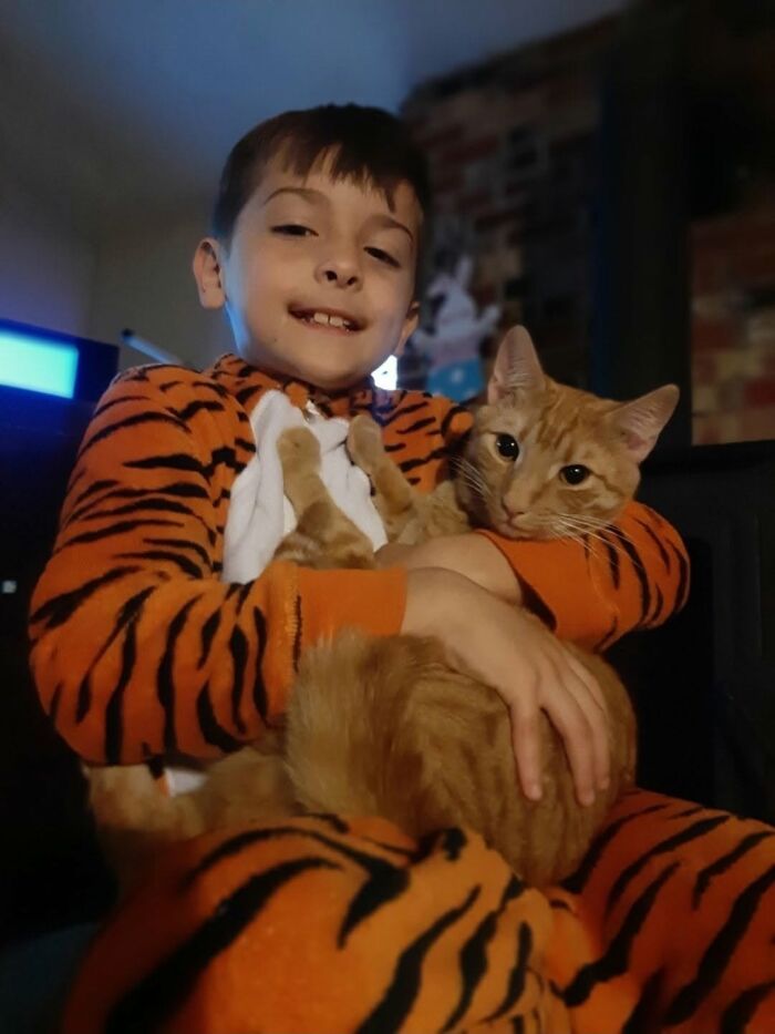 Meet Jase & Simba: Identical Twin Boys (One Human, One Feline)