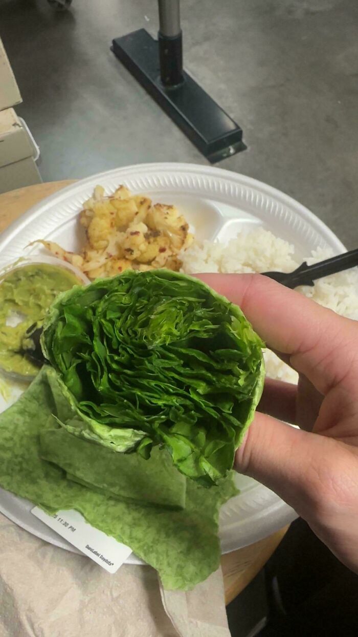 Work Cafeteria Veggie Wrap: Literally Just Spinach