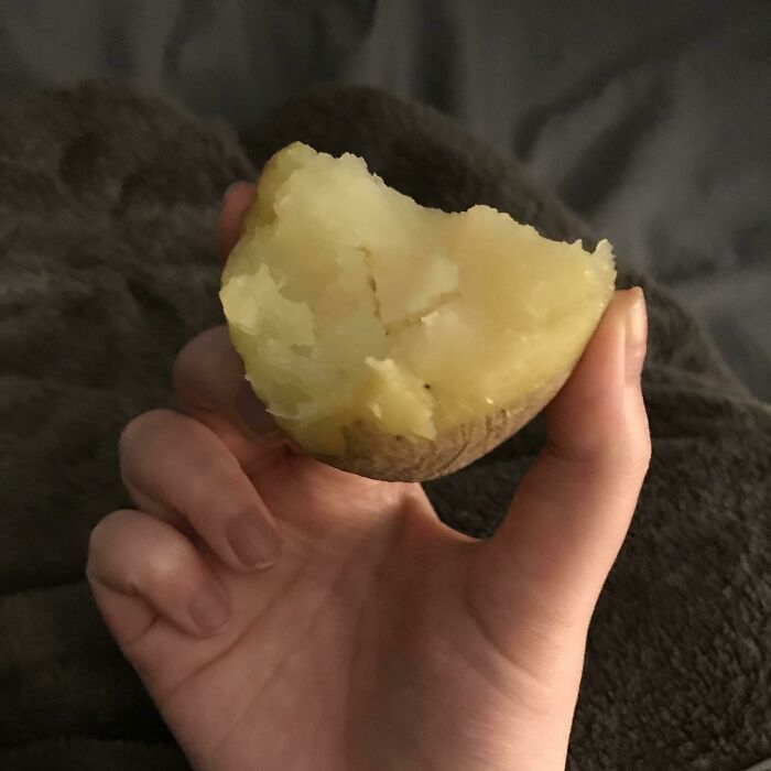 Day-Old Boiled Potato, Eaten Like An Apple In Bed