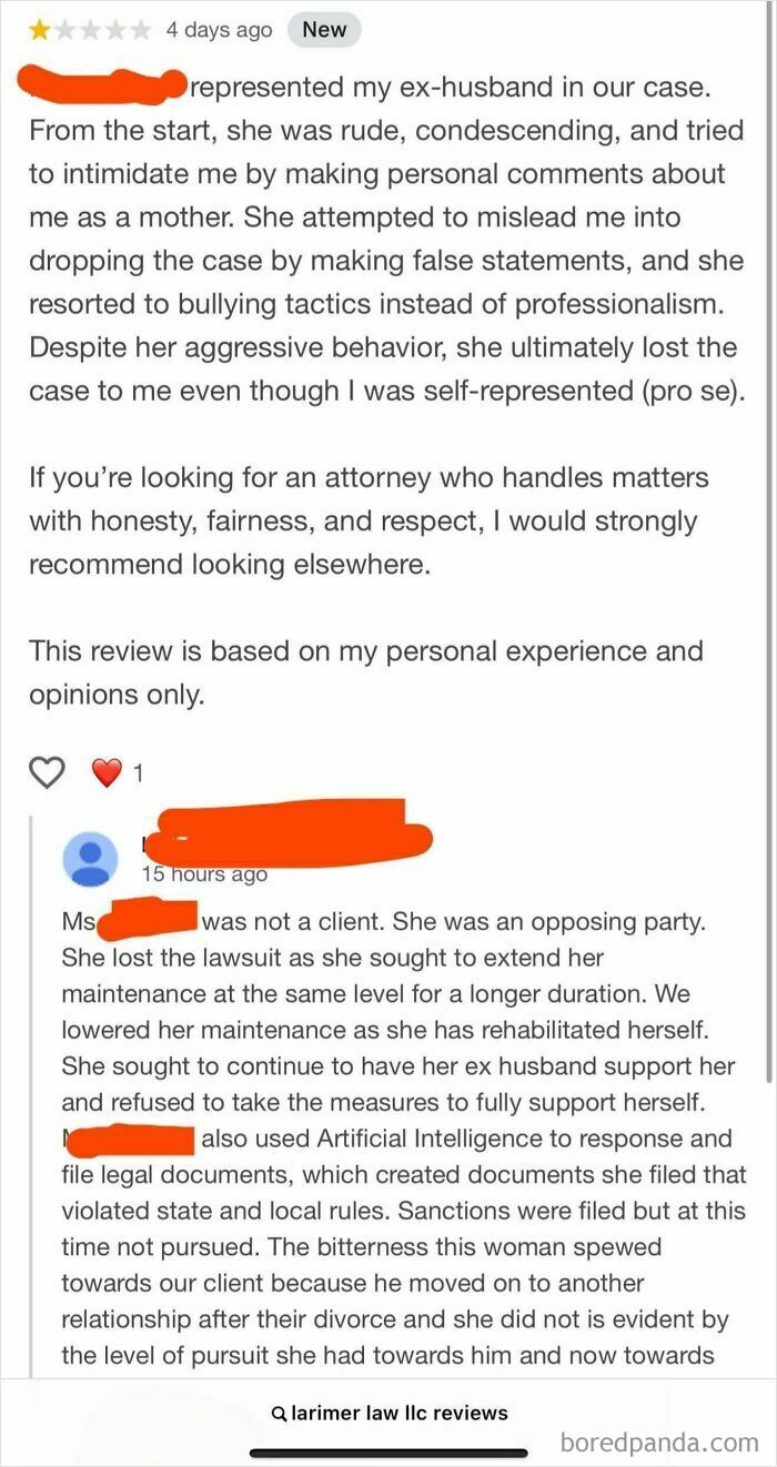 Who Leaves A Review On Their Estranged Ex’s Lawyer? Karen Does.