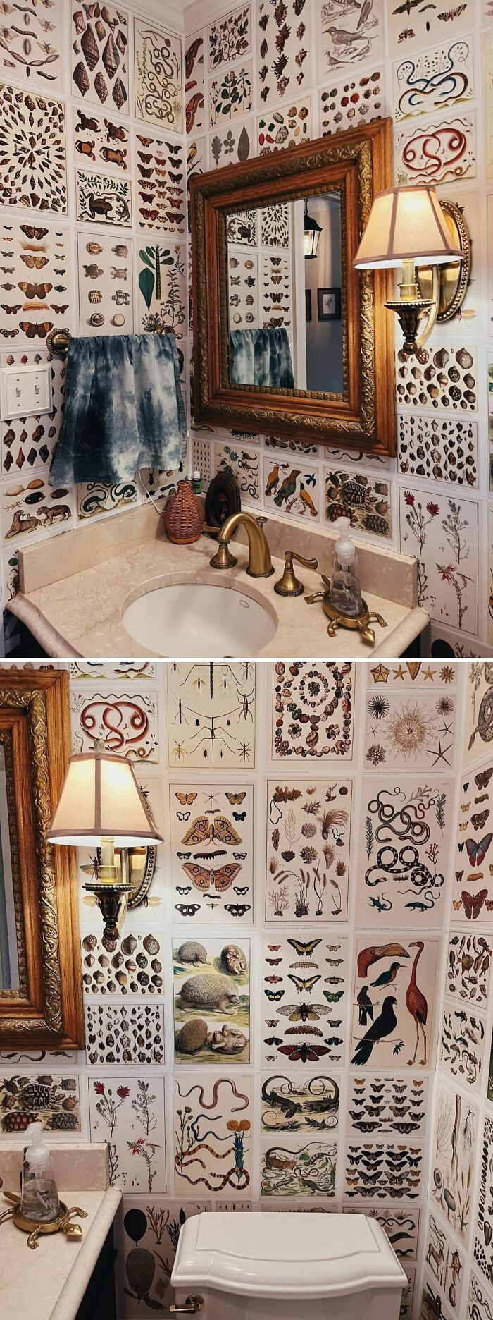 First Time Sharing My Tiny Bathroom’s Book Page Wallpaper — It Took Seven Years and I’m Still Crazy About It!