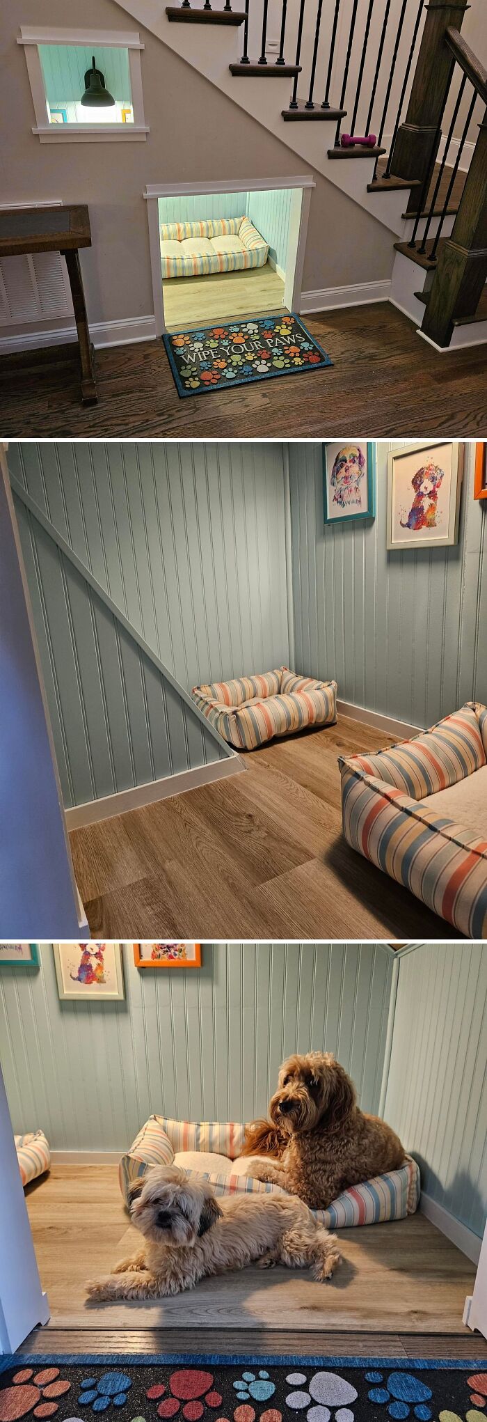 Built a Cozy Little Doghouse Under Our Stairs — Because Fido Deserves the Best!