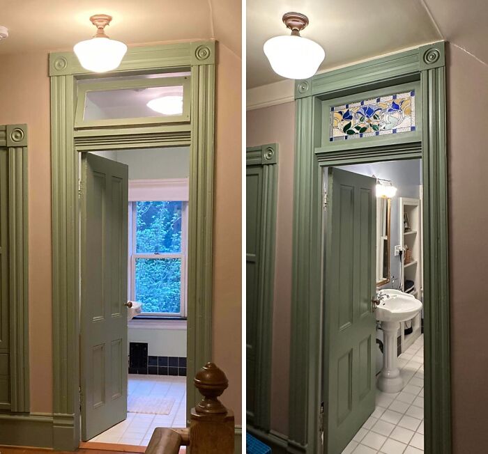 Check Out This Handmade Stained Glass Transom Window — Talk About Fancy!