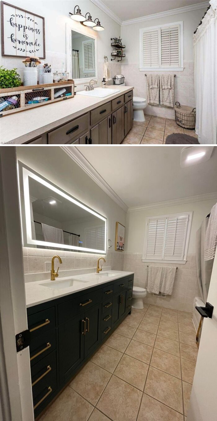 Bathroom Upgrade from Single to Double Vanity — More Space, More Style!