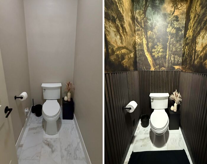 Bathroom Remodel with My First Wallpaper Attempt — Nailed It!
